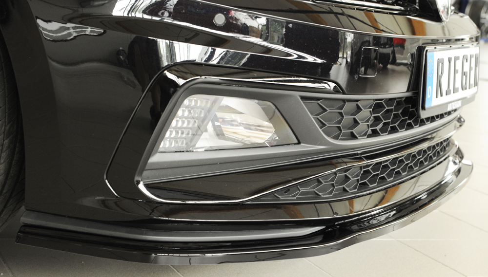 Voorspoiler Volkwagen Polo GTI/R-Line 2G AW 2017-... Zwart Glans Rieger