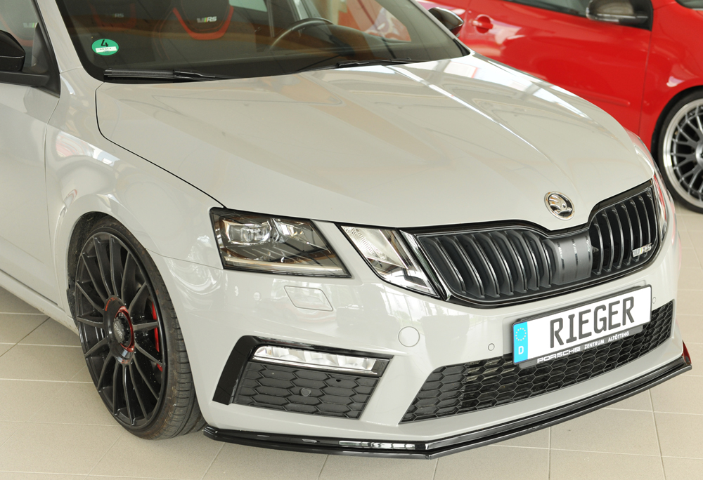 Voorspoiler passend voor Skoda Octavia RS 5E Rieger Glans Zwart
