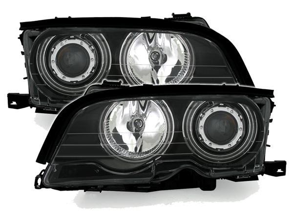Koplampen passend voor BMW E46 01-03 Coupe/Cabrio CCFL Angel Eyes zwart