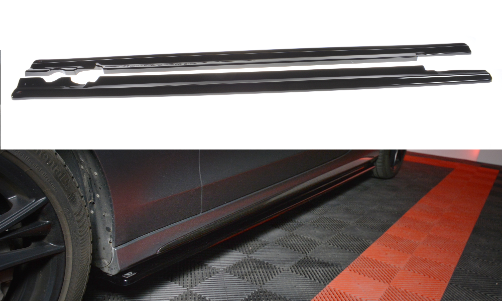 Zijskirts passend voor Mercedes C Klasse W205 Coupe AMG Pakket Maxton Glans Zwart