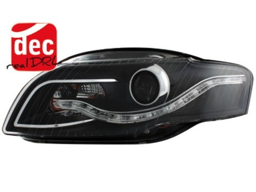 Koplampen passend voor Audi A4 B7 Echte LED DRL Zwart ELR