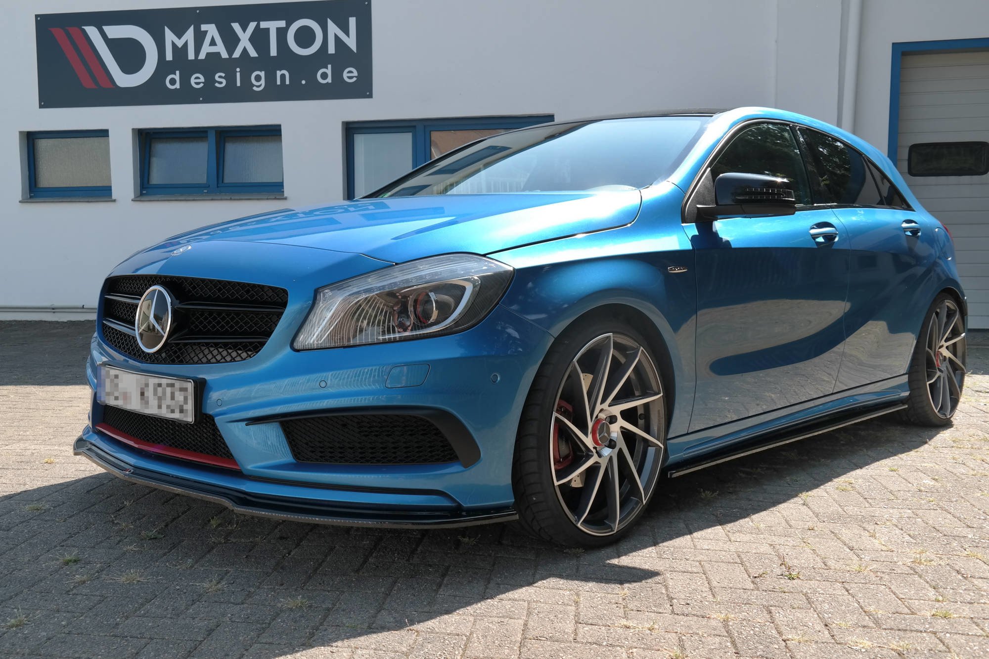 Zijskirts passend voor Mercedes W176 A45 AMG look M-Line Glans Zwart