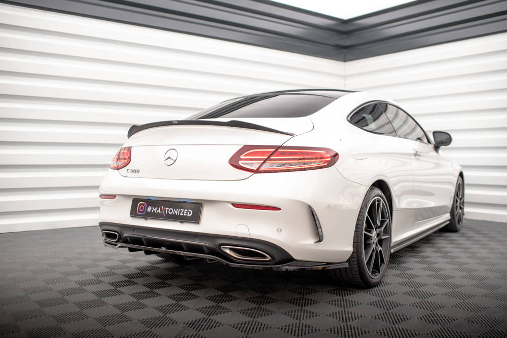 Diffuser passend voor Mercedes C Klasse Coupe AMG Line C205 Facelift 2018 - 2021 Maxton Glans Zwart