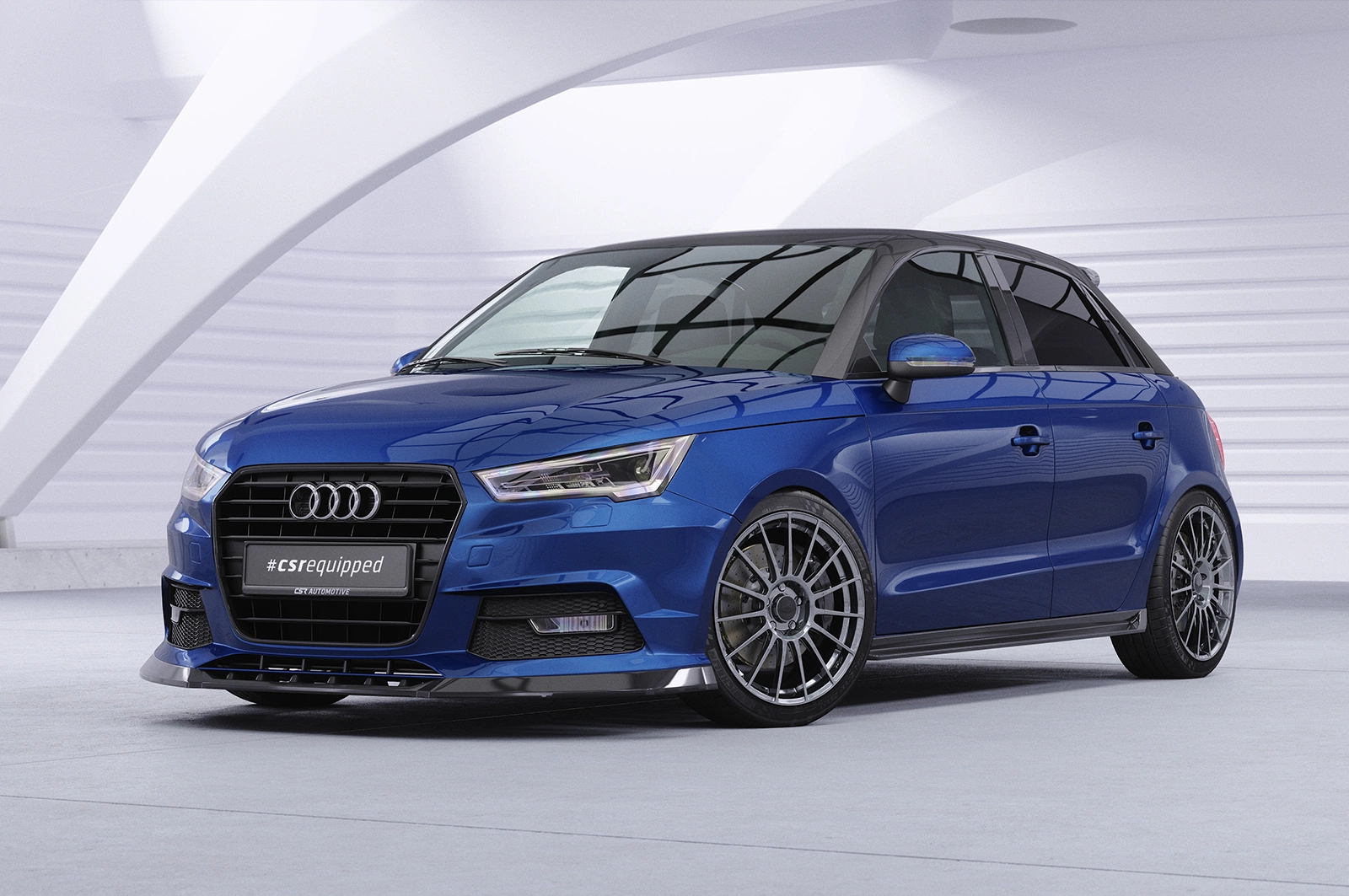 Voorspoiler passend voor Audi A1 8X glans zwart – 2015–2018 (Facelift)