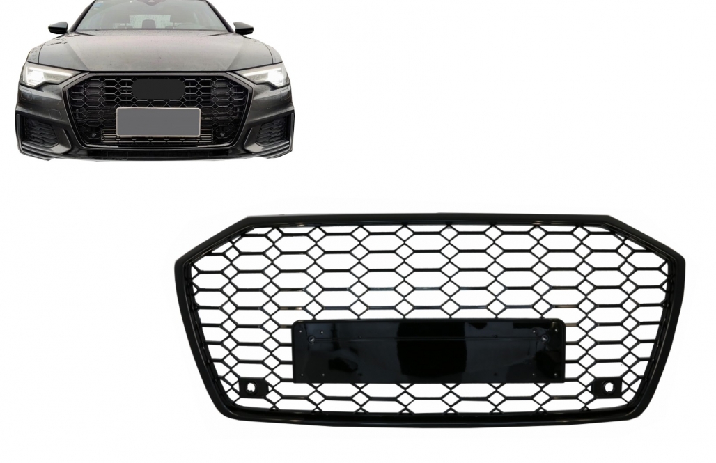 Grill passend voor Audi A6 S-Line C8 RS6 Look Glans Zwart