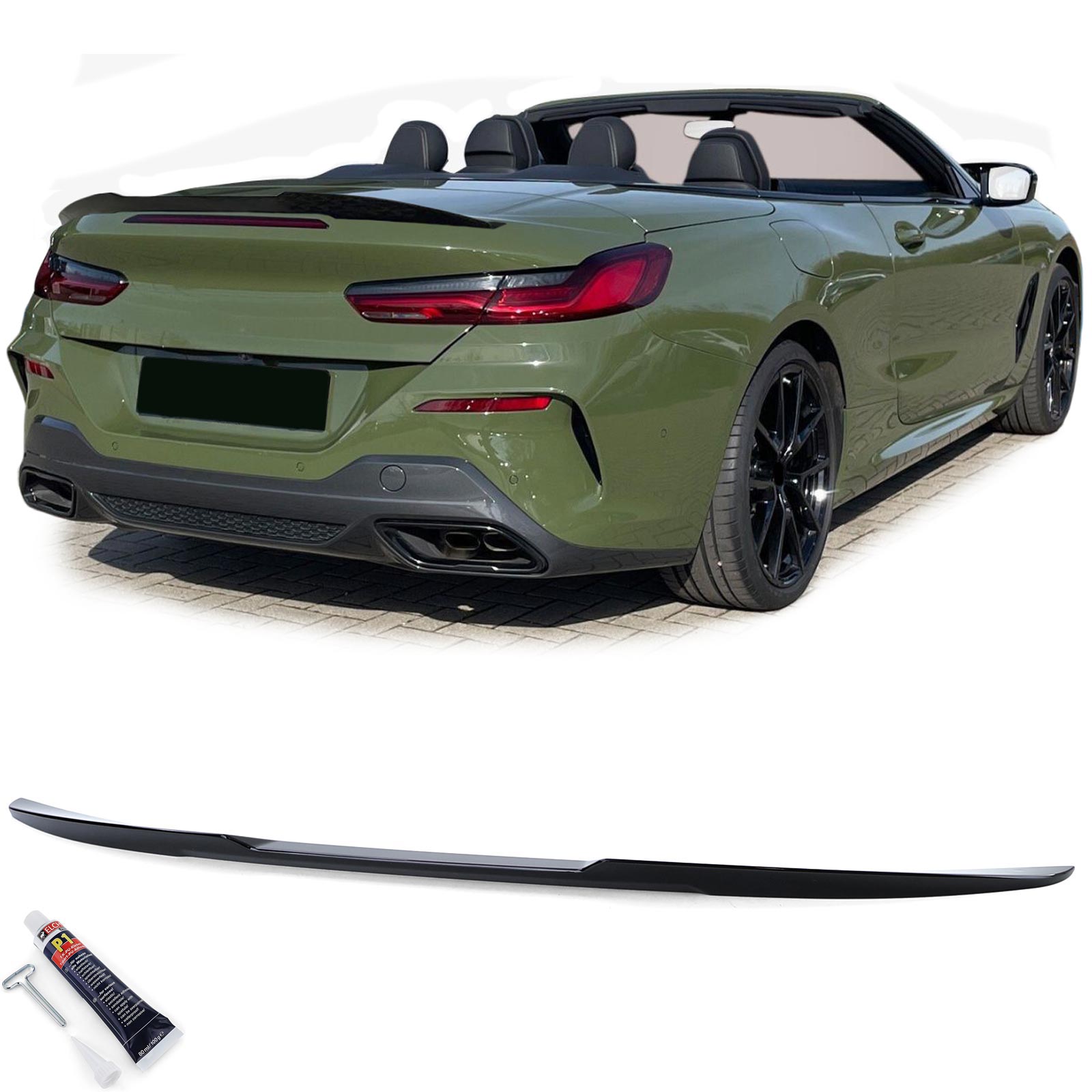 Spoiler passend voor BMW 8 Serie G14 F91 Cabrio Glans Zwart