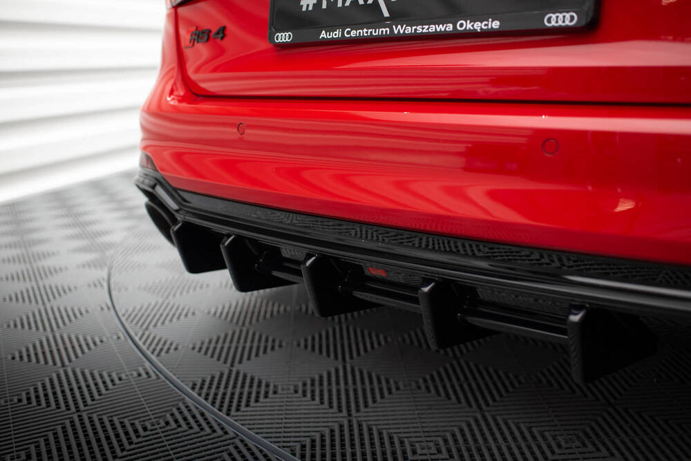 Diffuser passend voor Audi RS4 B9 Avant Glanzend Zwart