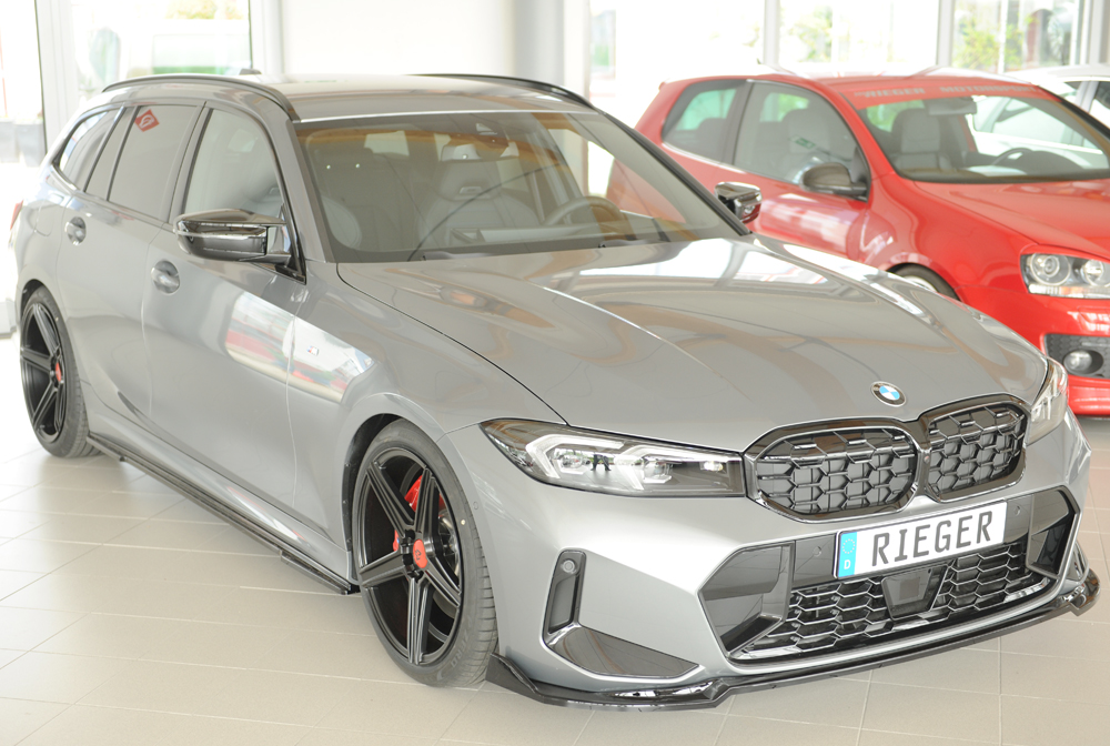 Voorspoiler passend voor BMW 3 Serie M Pakket G20 G21 FL Rieger Glans Zwart