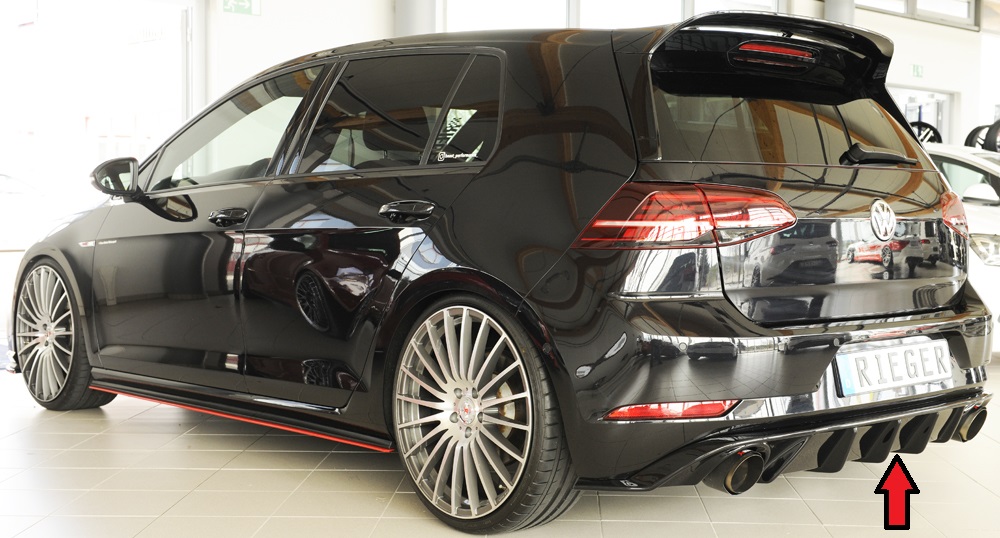 Achterbumper Diffuser passend voor VW Golf 7,5 GTI 2017- Rieger Glossy black