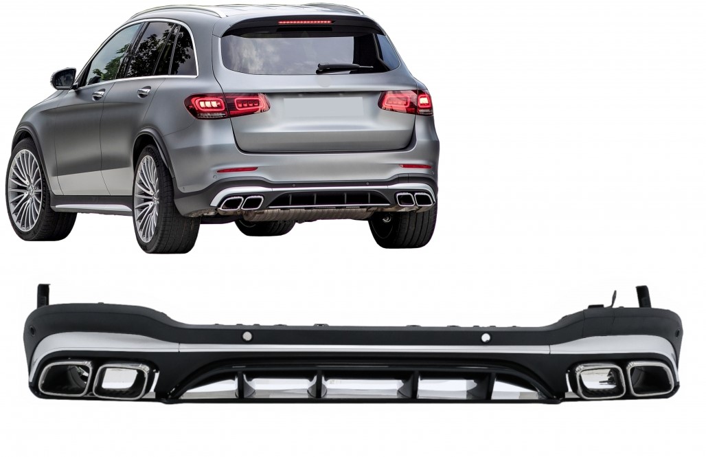 Diffuser passend voor Mercedes GLC X253 (2020-..) Facelift GLC63 incl. Uitlaat Stukken
