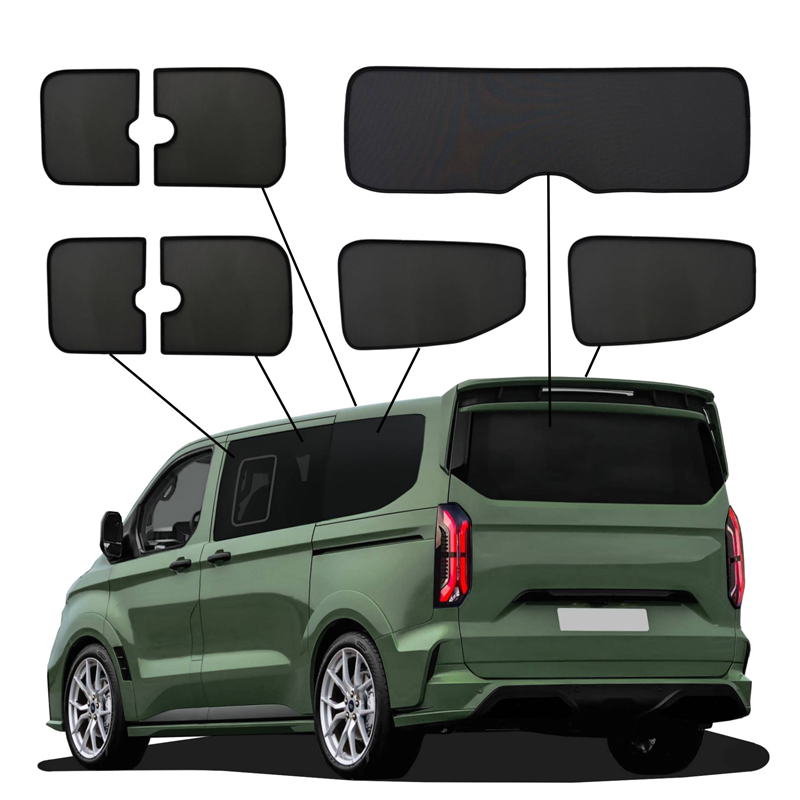 SunClip Zicht- & Zonwering  Volkswagen T7 Caravelle (L1) 2024- & Ford Tourneo Custom (L1) 2023- met uitzetbare ruiten