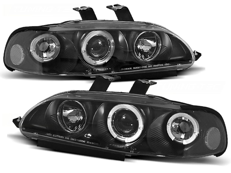 Koplampen Honda Civic 92-95 4 deurs Angel Eyes Zwart