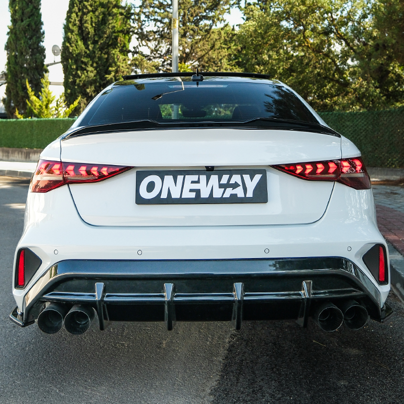 Oneway Achterbumperskirts (Hoeken)  Audi A3 (8Y) Sedan S-Line/S3 Facelift 2025- - Glanzend zwart