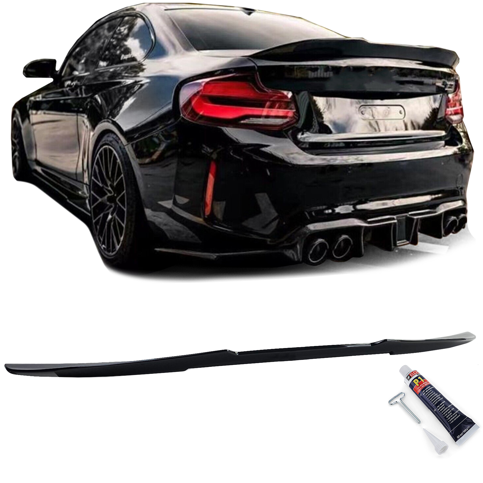Spoiler passend voor BMW 2 Serie F23 / M2 F87 Coupe Glans Zwart