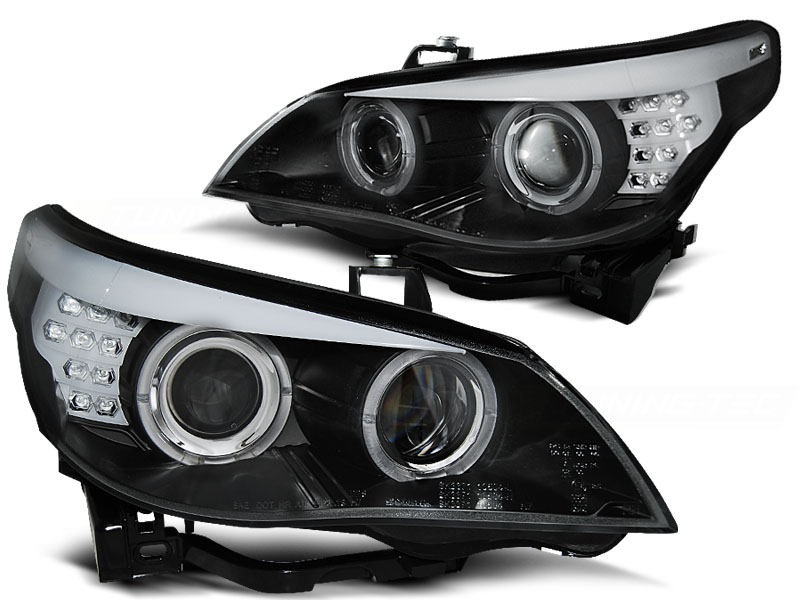 Koplampen passend voor BMW E60 Chrome 04 -07 Xenon Met LED F10 look