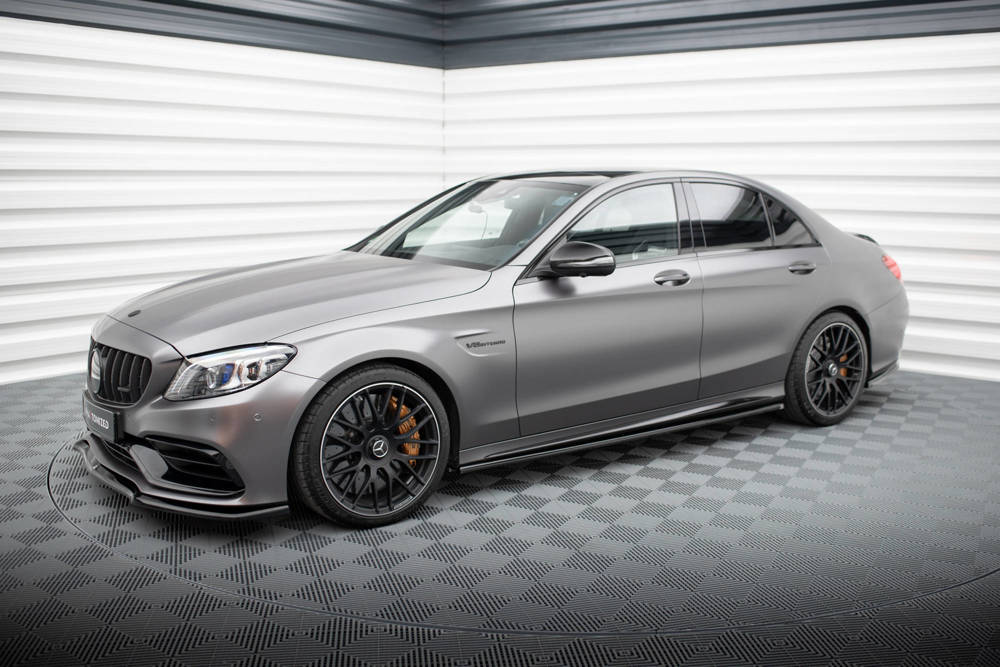 Zijskirts passend voor Mercedes AMG C63 Sedan / Estate FL Maxton Glans Zwart