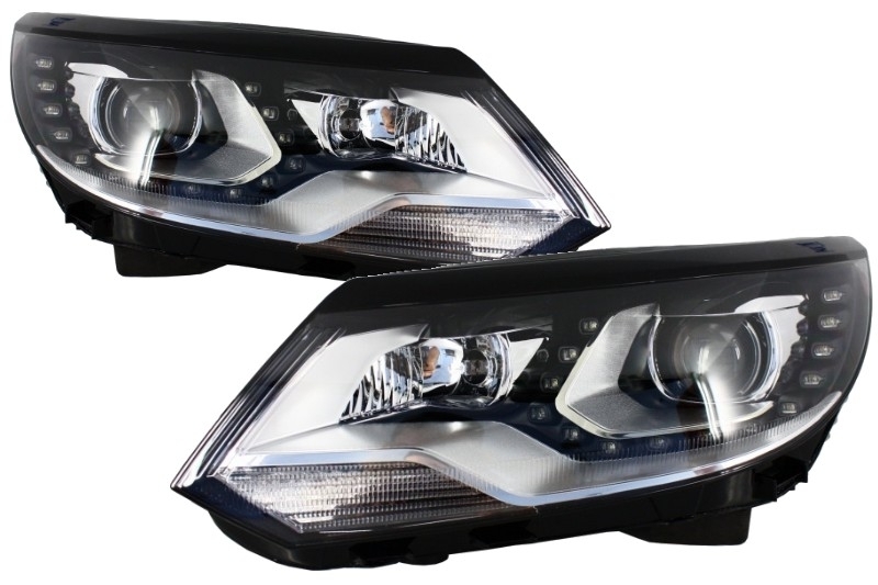 Koplampen passend voor VW Tiguan 11- Led DRL look Zwart