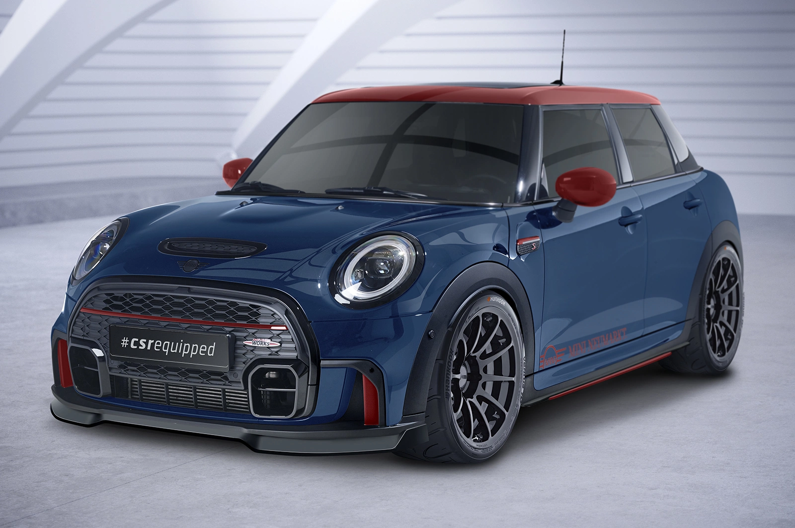 Voorspoiler Mini F55, F56, F57 JCW-Trim Glans Zwart (2e Facelift, 2021–) CSR