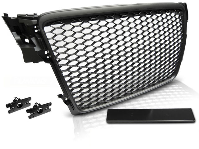 Grill passend voor Audi A4 B8 (2007-2012) RS Design Mat Black Embleemloos