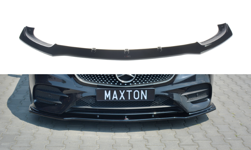Voorspoiler passend voor Mercedes E W213 Coupé AMG-Line Maxton Design glans zwart V.1