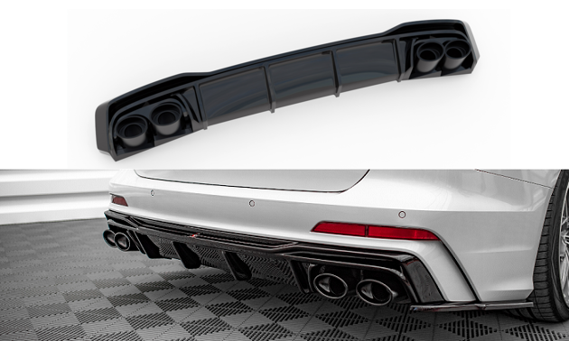 Diffuser passend voor Audi A6 C8 S-Line Maxton Glans Zwart Zwarte Sierstukken