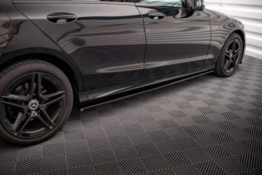 Zijskirts passend voor Mercedes C Klasse AMG Line & C43 AMG W205 Facelift Maxton Glans Zwart
