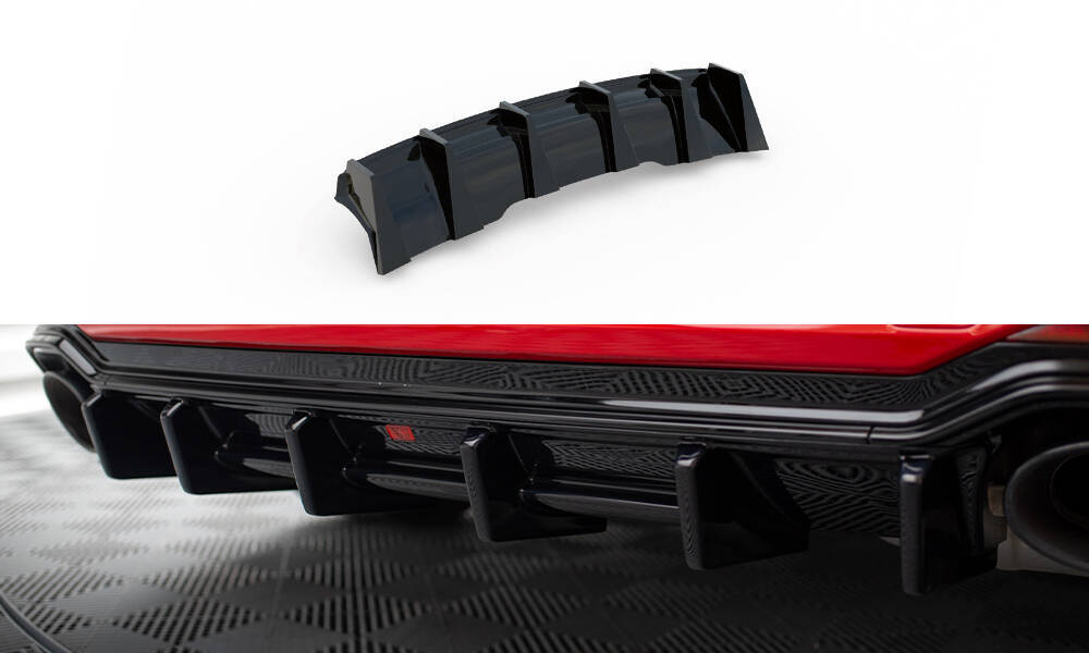 Diffuser passend voor Audi RS4 B9 Avant Glanzend Zwart