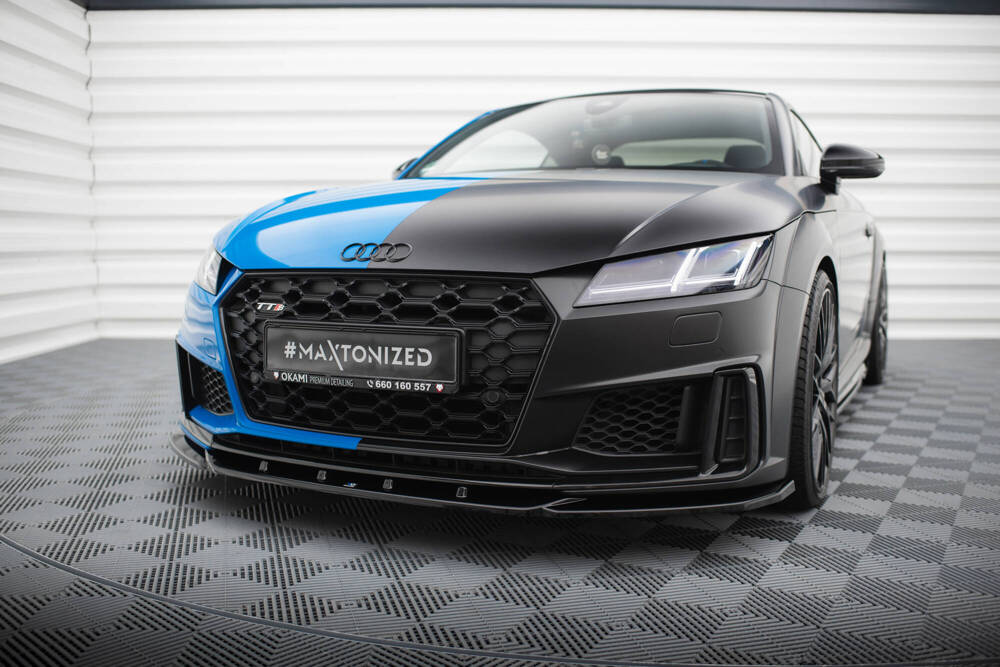 Voorspoiler V.2 Audi TT S-Line / TTS 8S FL Maxton Glans Zwart