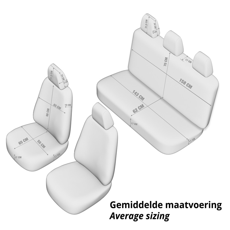 Universele Stoffen Stoelhoezenset 'Sports' Zwart/Grijs/Rood - 11-delig - geschikt voor Side-Airbags