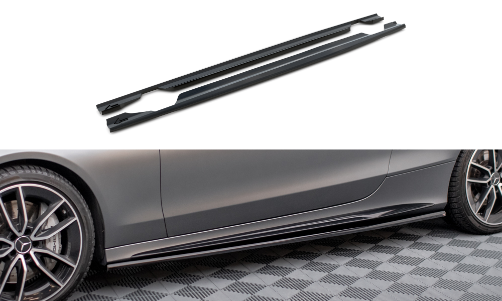 Zijskirts passend voor Mercedes C43 W205 Coupe FL Maxton Glans Zwart