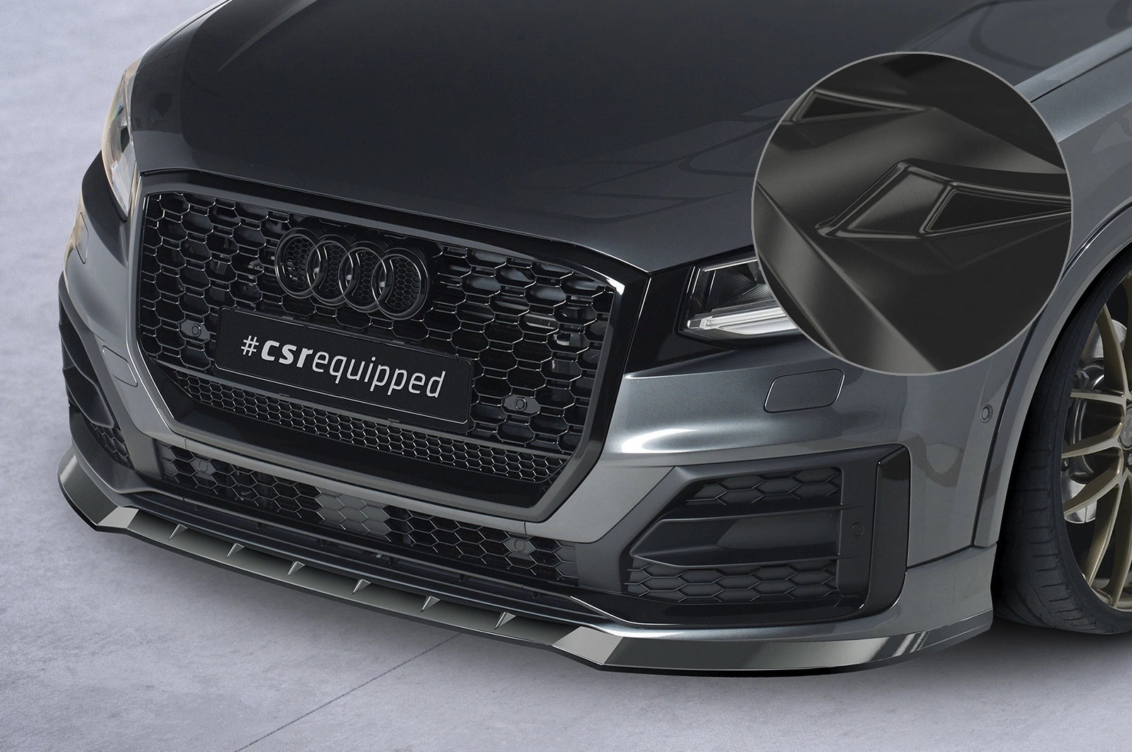 Voorspoiler passend voor Audi Q2 (Typ GA) S-Line glans zwart