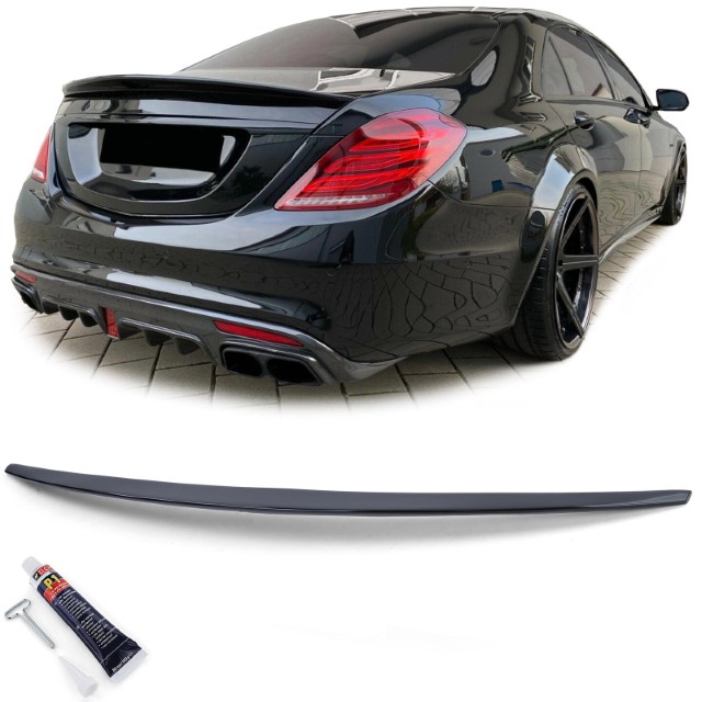 Achterklep Spoiler passend voor Mercedes S-Klasse W222 Glanzend zwart