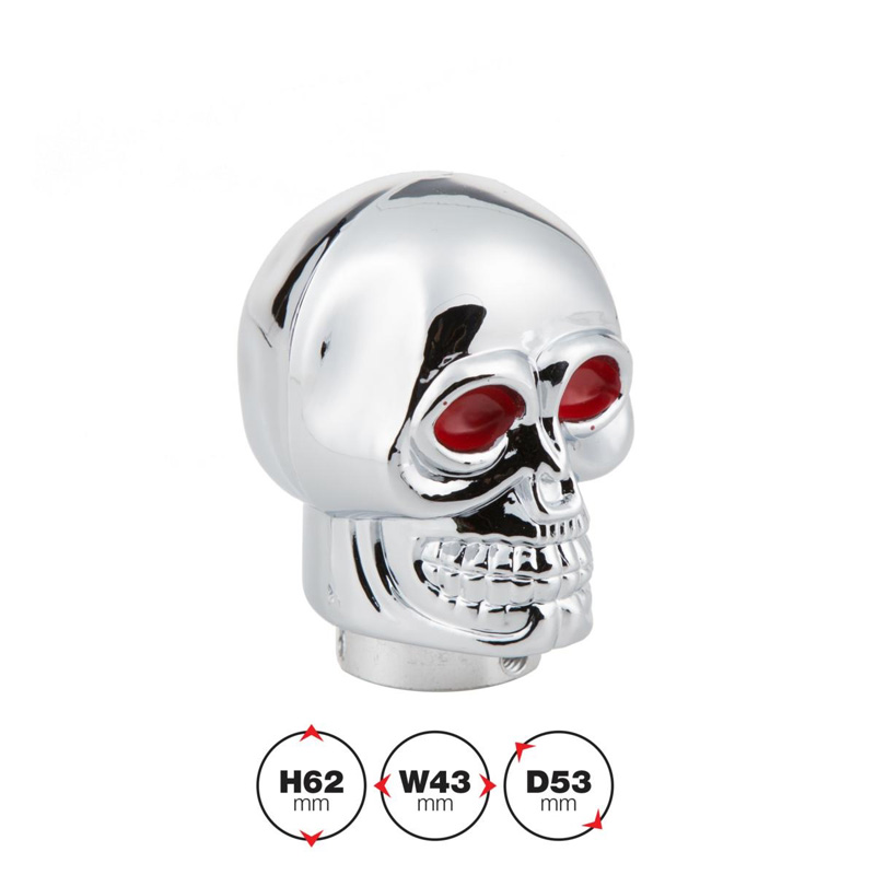Simoni Racing Pookknop Skeletor - Chroom + Rode Ogen