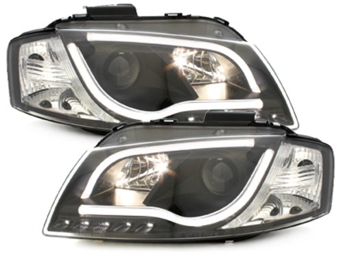 Koplampen passend voor Audi A3 8P 03-08 Tube Light LED Zwart