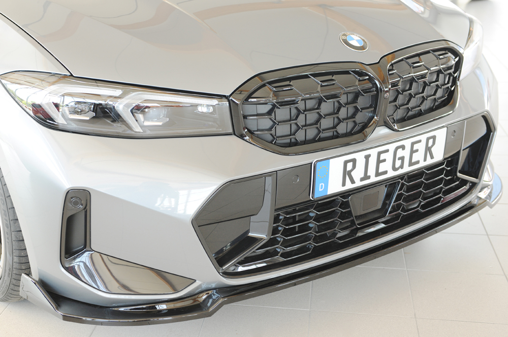 Voorspoiler passend voor BMW 3 Serie M Pakket G20 G21 FL Rieger Glans Zwart
