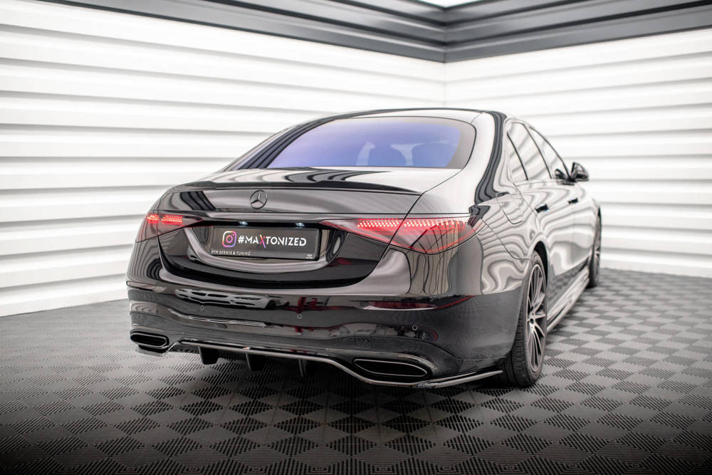 Diffuser passend voor Mercedes S Klasse W223 AMG Pakket Maxton Glans Zwart