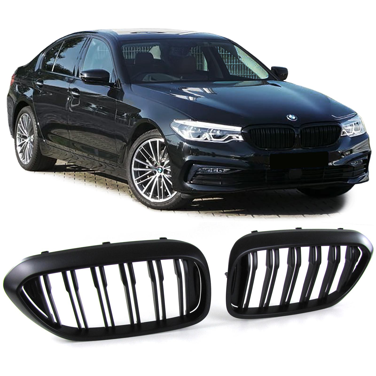 Grill passend voor BMW G30/G31 Matt black 16- Dubbele Nieren-