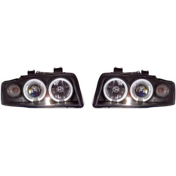 Koplampen passend voor Audi A4 8E 00-04 Angel Eyes Zwart