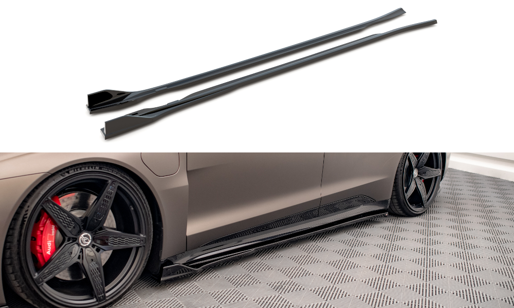 Zijskirts V.2 Audi E-Tron GT & RS GT Maxton Glans Zwart