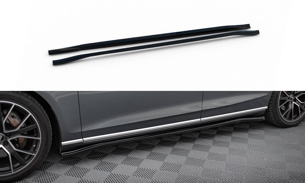 Zijskirts passend voor Audi A8 D5 Maxton Glans Zwart