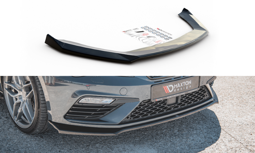 Voorspoiler passend voor Seat Leon FR 5F Maxton Design glans zwart V.7