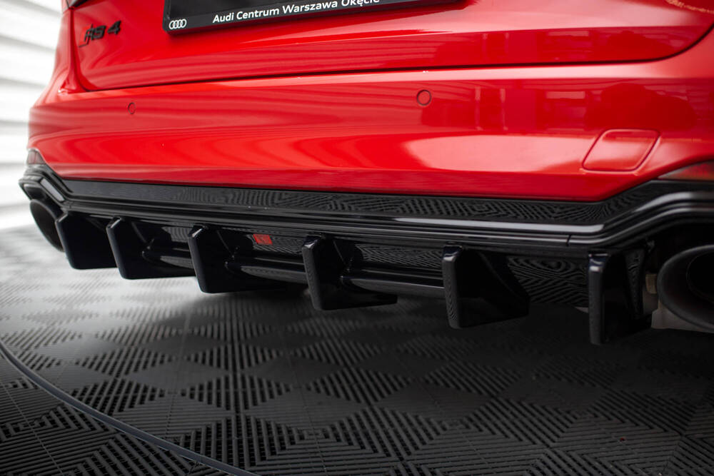 Diffuser passend voor Audi RS4 B9 Avant Glanzend Zwart