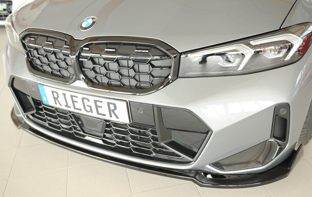 Voorspoiler passend voor BMW 3 Serie M Pakket G20 G21 FL Rieger Glans Zwart