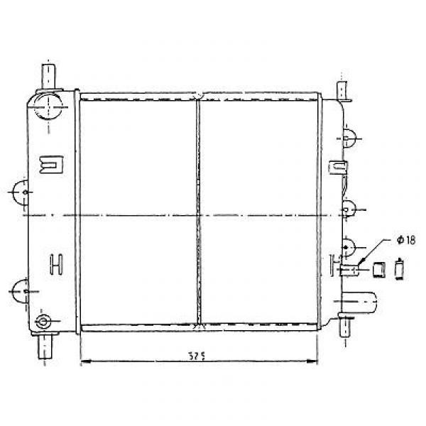 Radiator ESCORT/ORION. 90-99 525x370 1.6I/1.8-16V/1.8D/2.0 +/-AC
