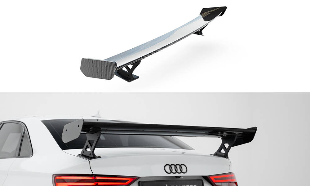 Carbon Spoiler Audi A3 / A3 S-Line / S3 / RS3 Sedan 8Y / 8Y Facelift Maxton Glanzend zwart