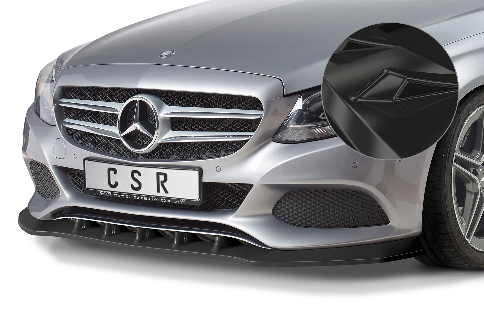 Voorspoiler passend voor Mercedes-Benz C-Klasse 205 glans zwart – 02/2014–04/2018 (pré-facelift)