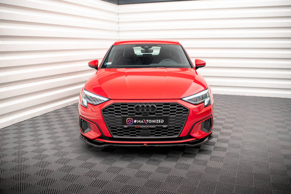 Voorspoiler V.2 Audi A3 8Y Maxton Glans Zwart