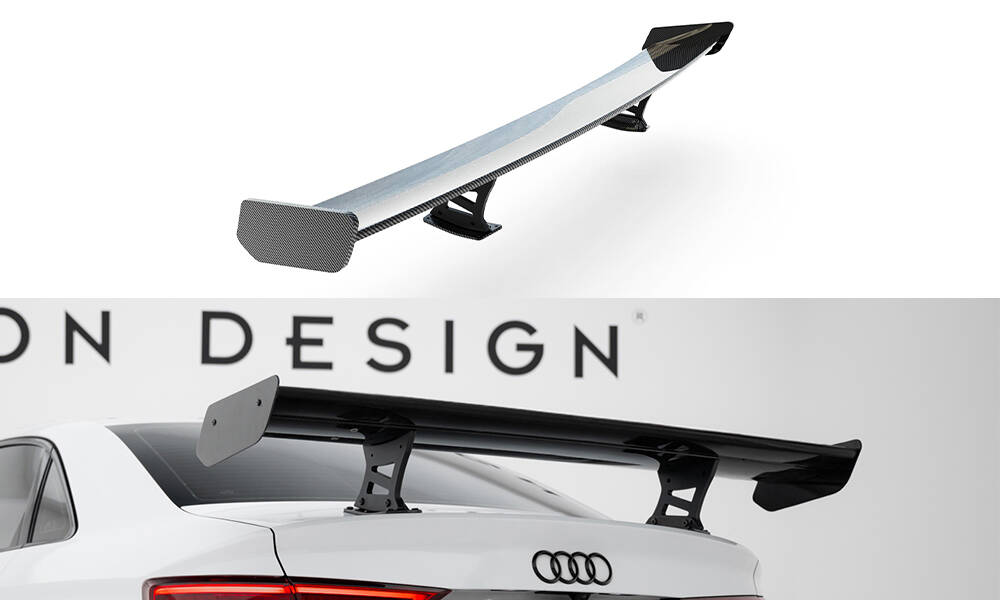 Carbon Spoiler Audi A3 / A3 S-Line / S3 / RS3 Sedan 8Y / 8Y Facelift Maxton Glanzend zwart
