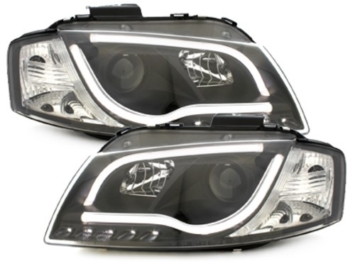 Koplampen passend voor Audi A3 8P 03-08 Tube Light LED Zwart