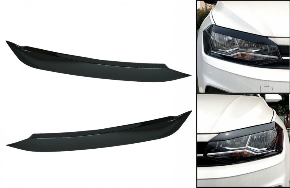 Koplampspoilers VW Polo AW MK6 Glans Zwart